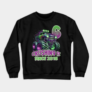 Monster Truck Birthday Tee 6th Birthday Boy Gift Awesome Since 2018 Tee Custom Monster Truck Tee Crewneck Sweatshirt